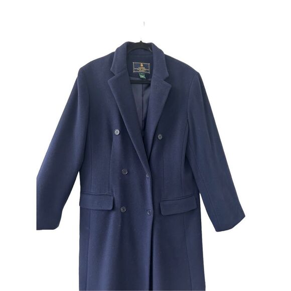 Lauren Ralph Lauren Trech Coat Virgin Wool Cashmere Blend  Navy Women's Large - Picture 2 of 9